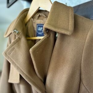 Gap Thick Wool Coat Cognac Tan Belted S Petite